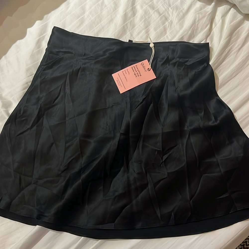 Quince Black 100% Silk Mini Skirt